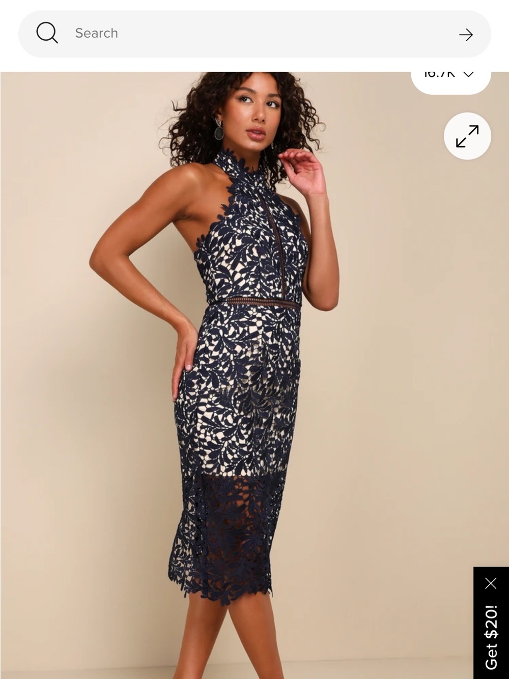 Stunning Lulus Divine Destiny Navy Blue Lace Midi Dress XS